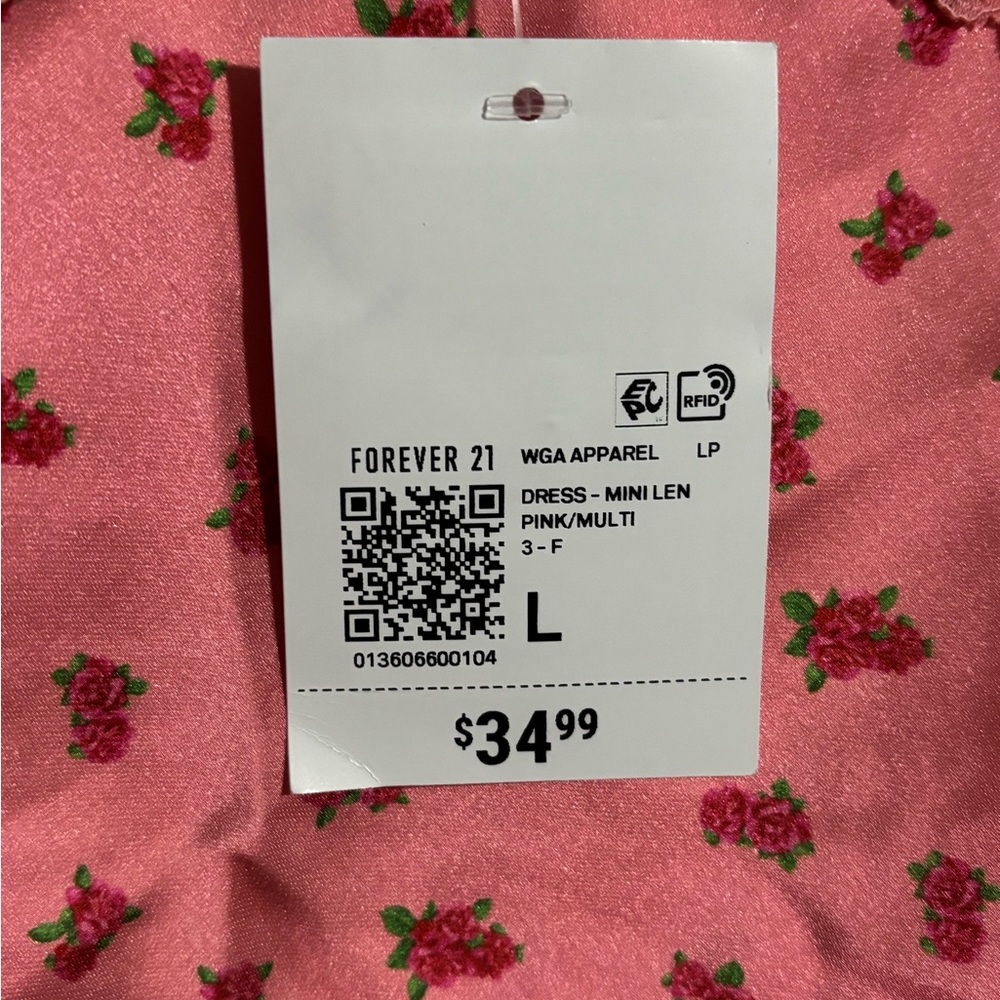 Betsey Johnson x Forever 21 Pink Floral Satin Lace Mini Len Slip Dress L - Picture 7 of 8